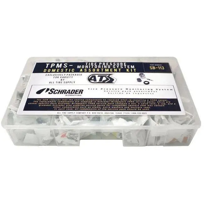TPMS service pack assortment kit for Asian vehicles with common replacement parts